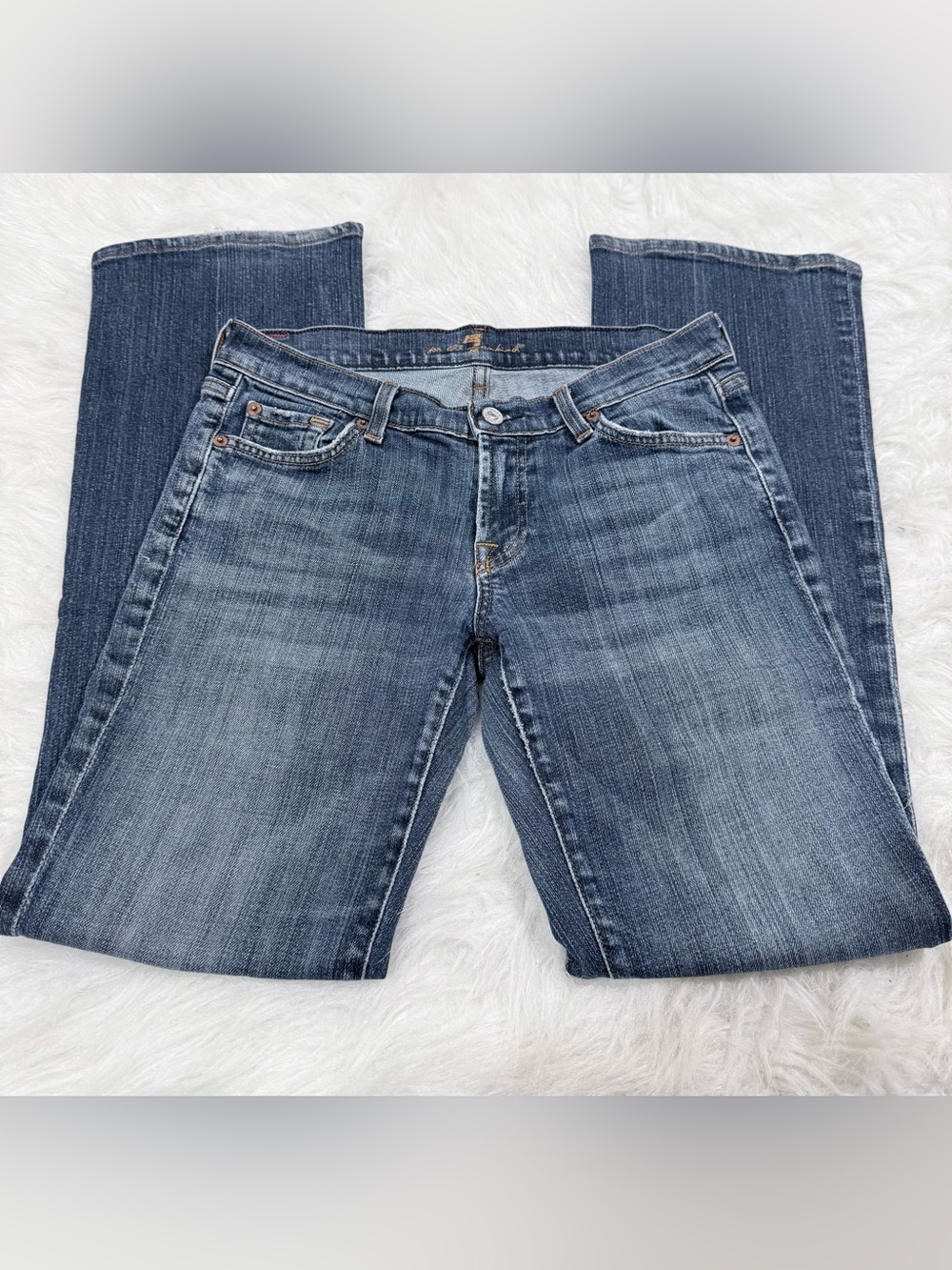 7 For All Mankind Bootcut Jeans in Blue Wash